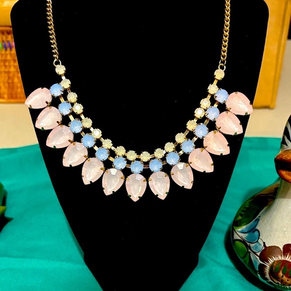 Blue, White and Pink Statement Necklace - Picture 6 of 6